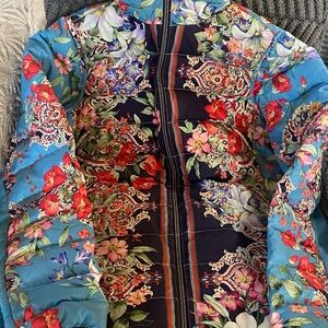 Johnny Was Blue Floral Reversible Jacket